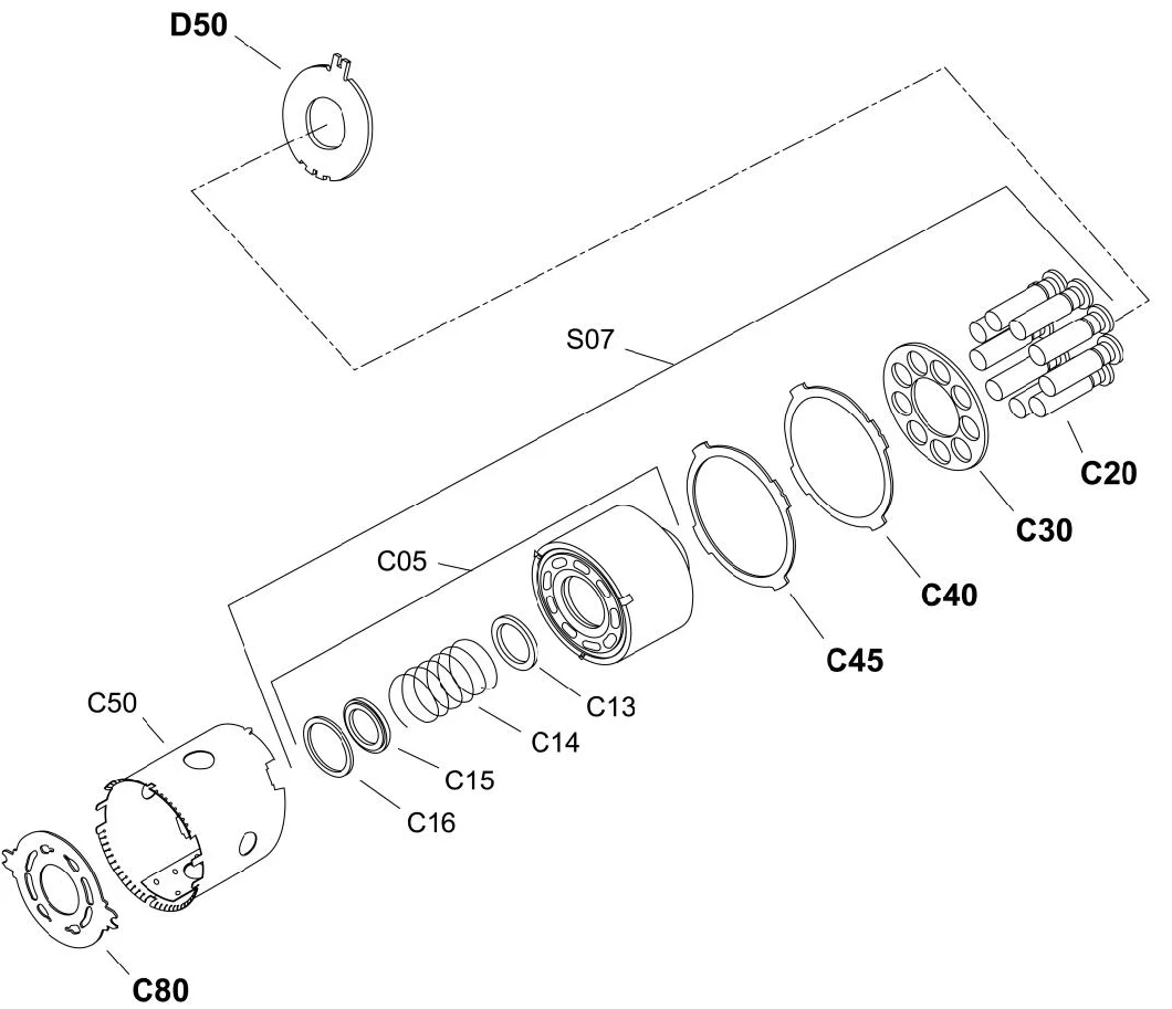 Aftermarket PV90m Series PV90m55, PV90m75, PV90m100, PV90m130 Hydraulic Pump Parts for Sauer Danfoss Repair Kits