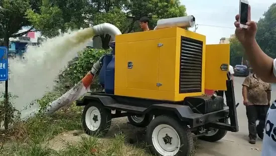 Pompa per liquami autoadescante senza intasamenti alimentata da motore diesel a due ruote montata su rimorchio, pompe per liquami diesel, pompa per ghiaia diesel, pompa per liquami periferica diesel